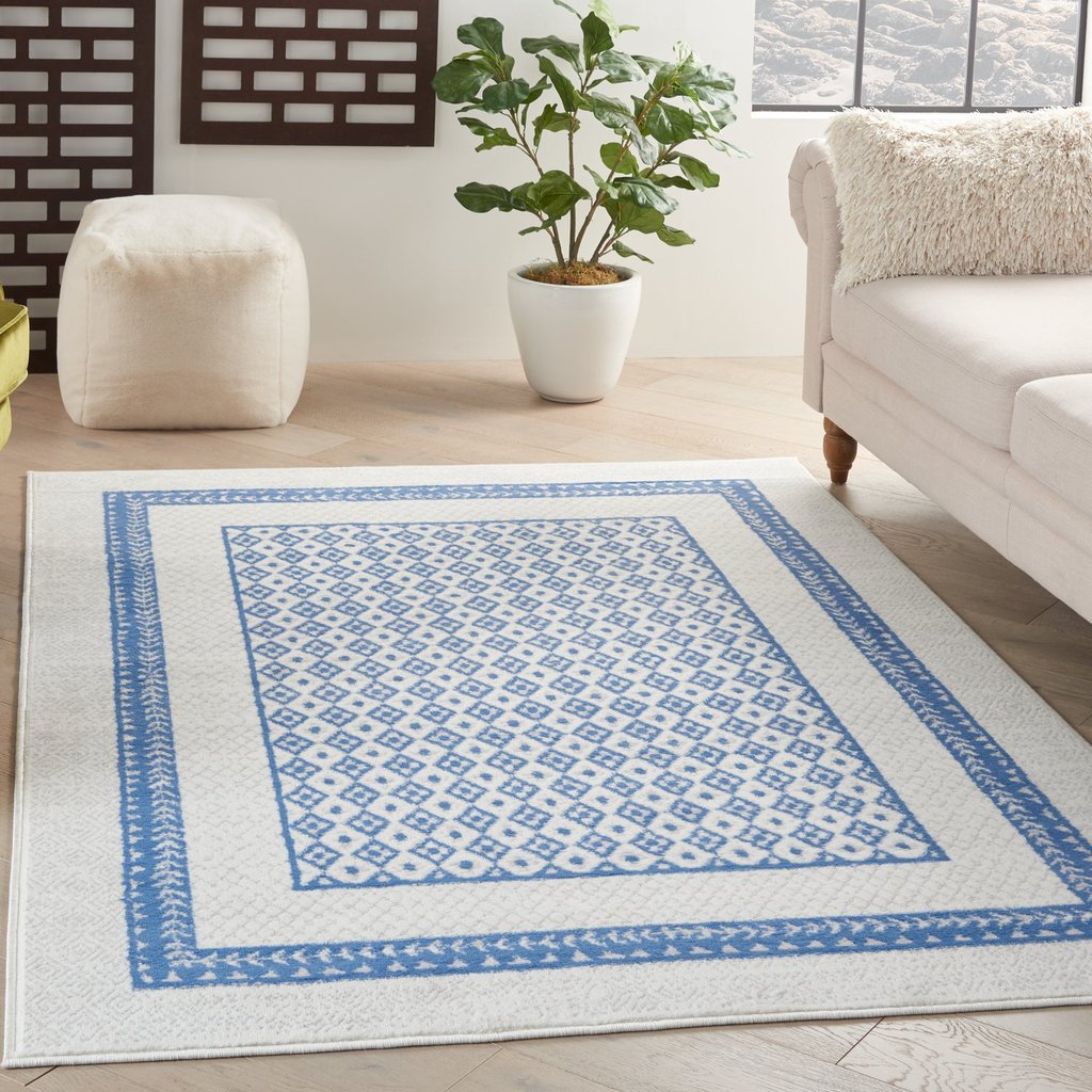 6' X 9' Navy Blue Geometric Dhurrie Area Rug