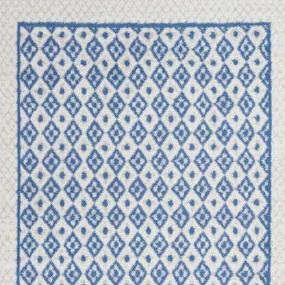 5' X 7' Ivory And Blue Geometric Area Rug