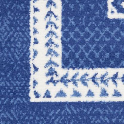 5' X 7' Blue And White Geometric Area Rug