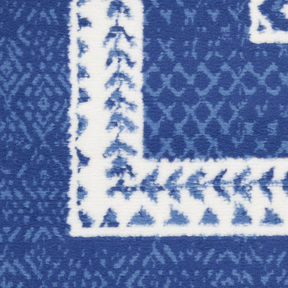 6' X 9' Blue And White Geometric Area Rug