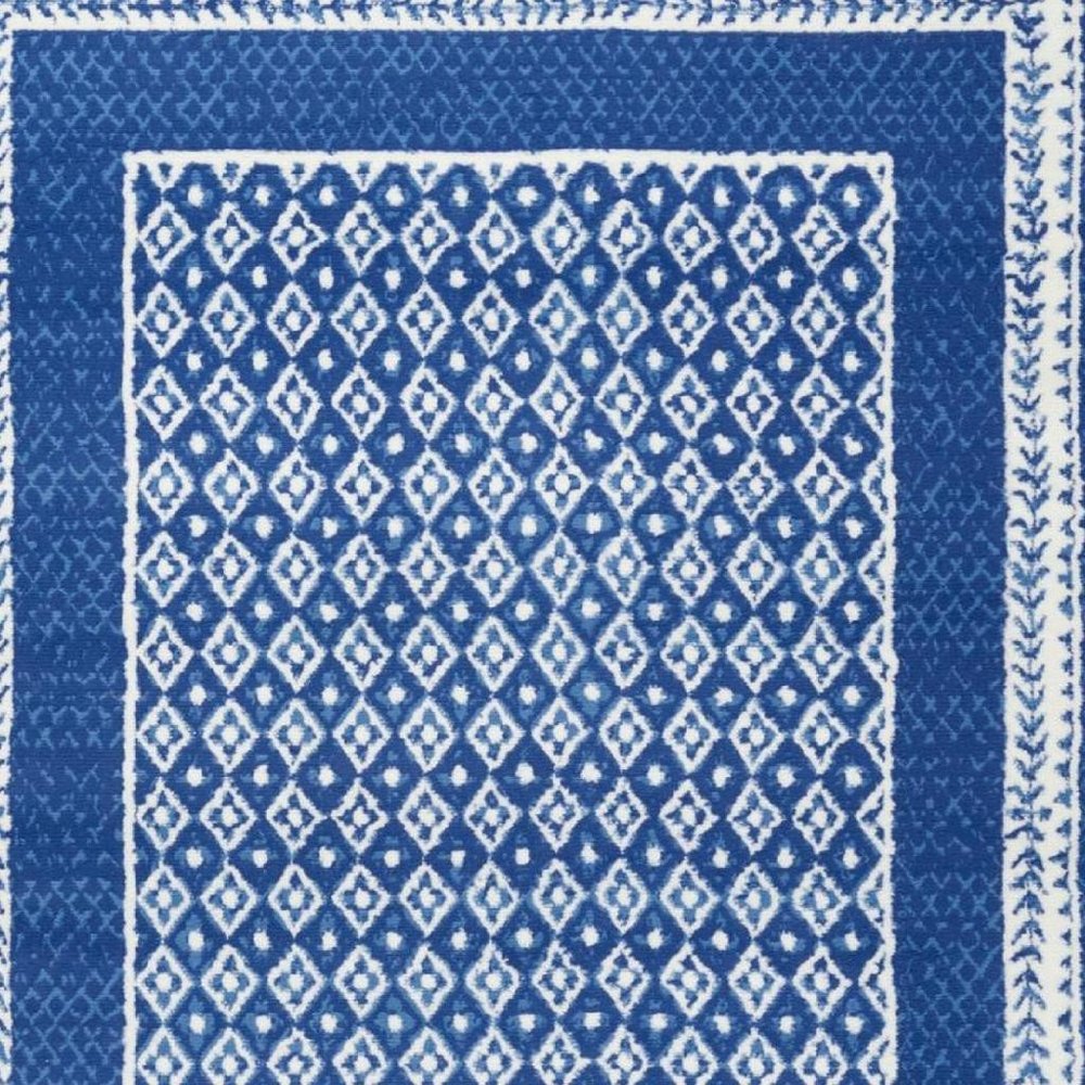 6' X 9' Blue And White Geometric Area Rug
