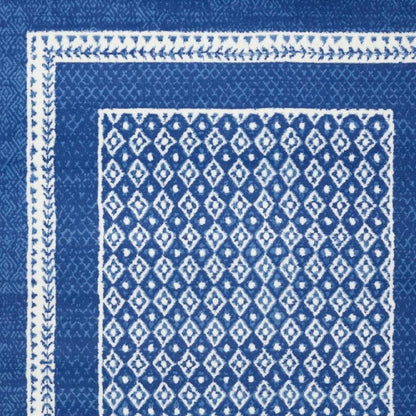 4' X 6' Blue And White Geometric Area Rug