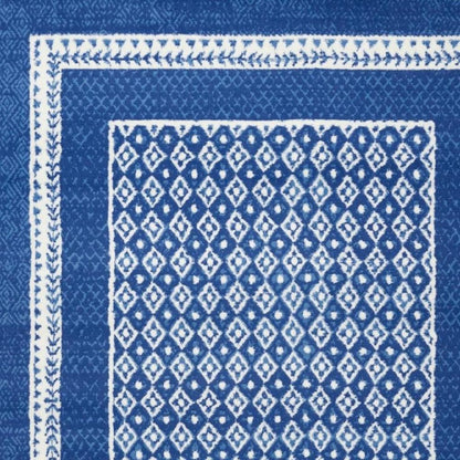 4' X 6' Blue And White Geometric Area Rug