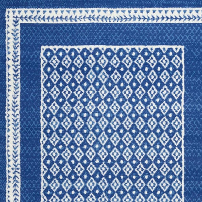 6' X 9' Blue And White Geometric Area Rug