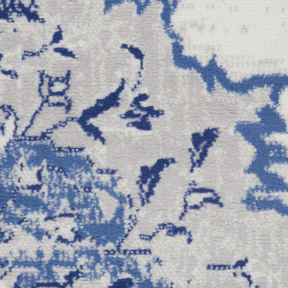 5' X 7' Ivory And Blue Medallion Area Rug
