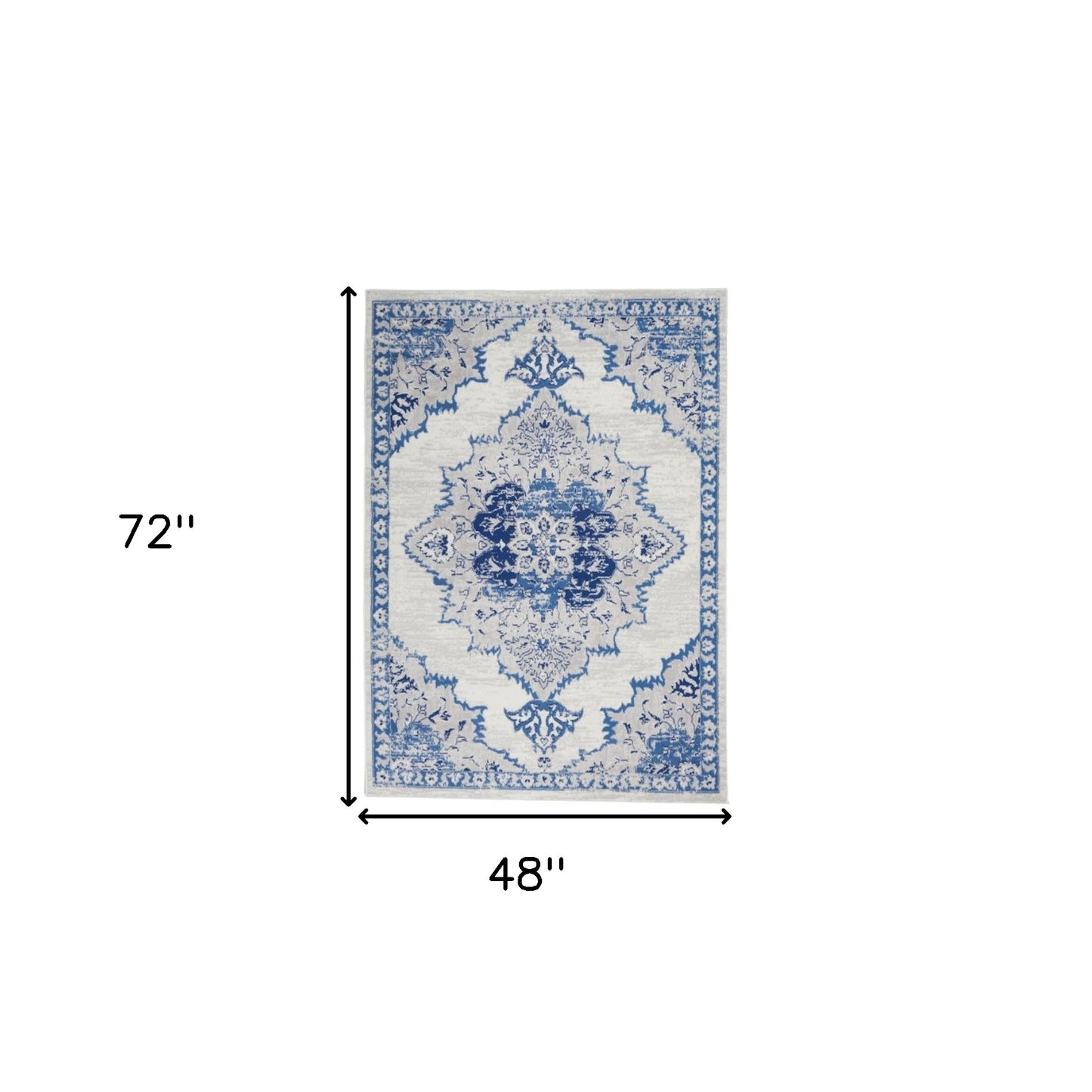 6' X 9' Navy Blue Floral Dhurrie Area Rug