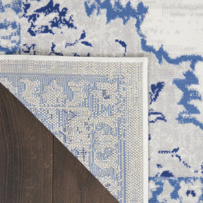 6' X 9' Ivory And Blue Floral Area Rug