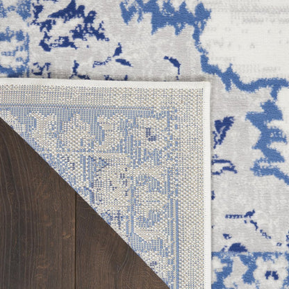 5' X 7' Ivory And Blue Medallion Area Rug