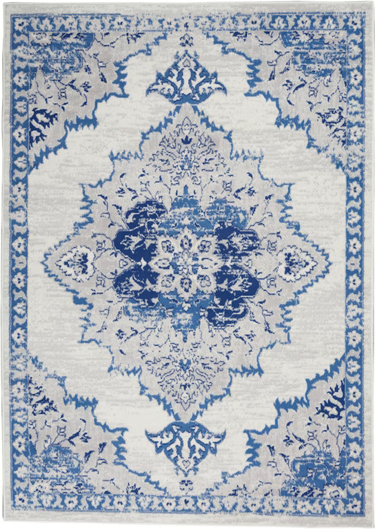 6' X 9' Navy Blue Floral Dhurrie Area Rug