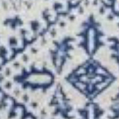 5' X 7' Ivory And Blue Geometric Distressed Area Rug