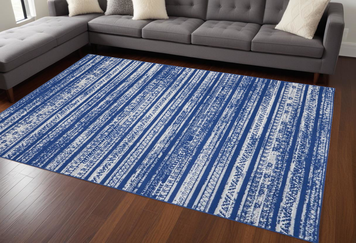 6' X 9' Light Blue Geometric Dhurrie Area Rug