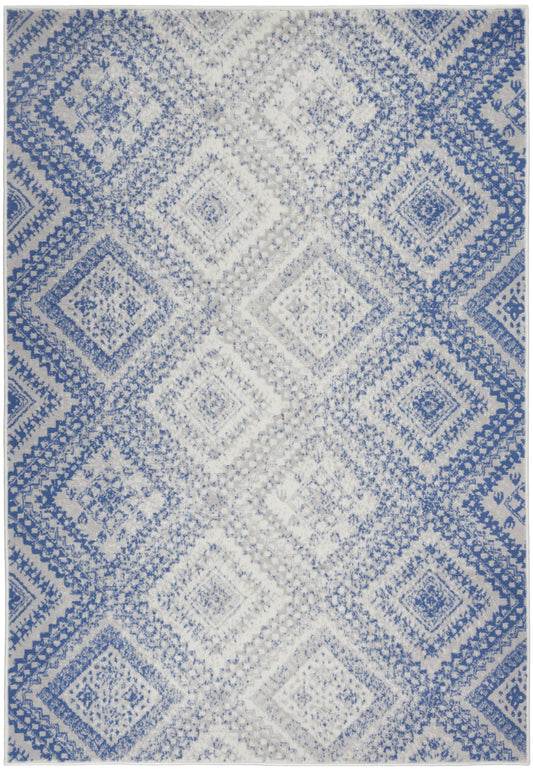 5' X 7' Light Blue Geometric Dhurrie Area Rug