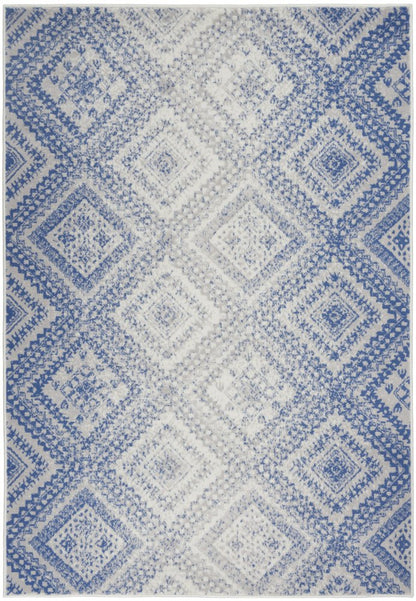 4' X 6' Ivory And Blue Geometric Area Rug