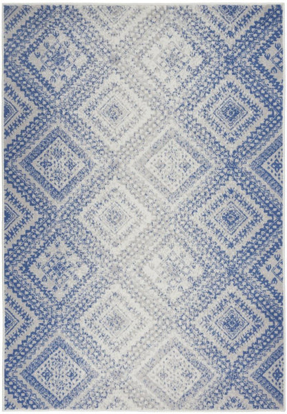 5' X 7' Ivory And Blue Geometric Area Rug