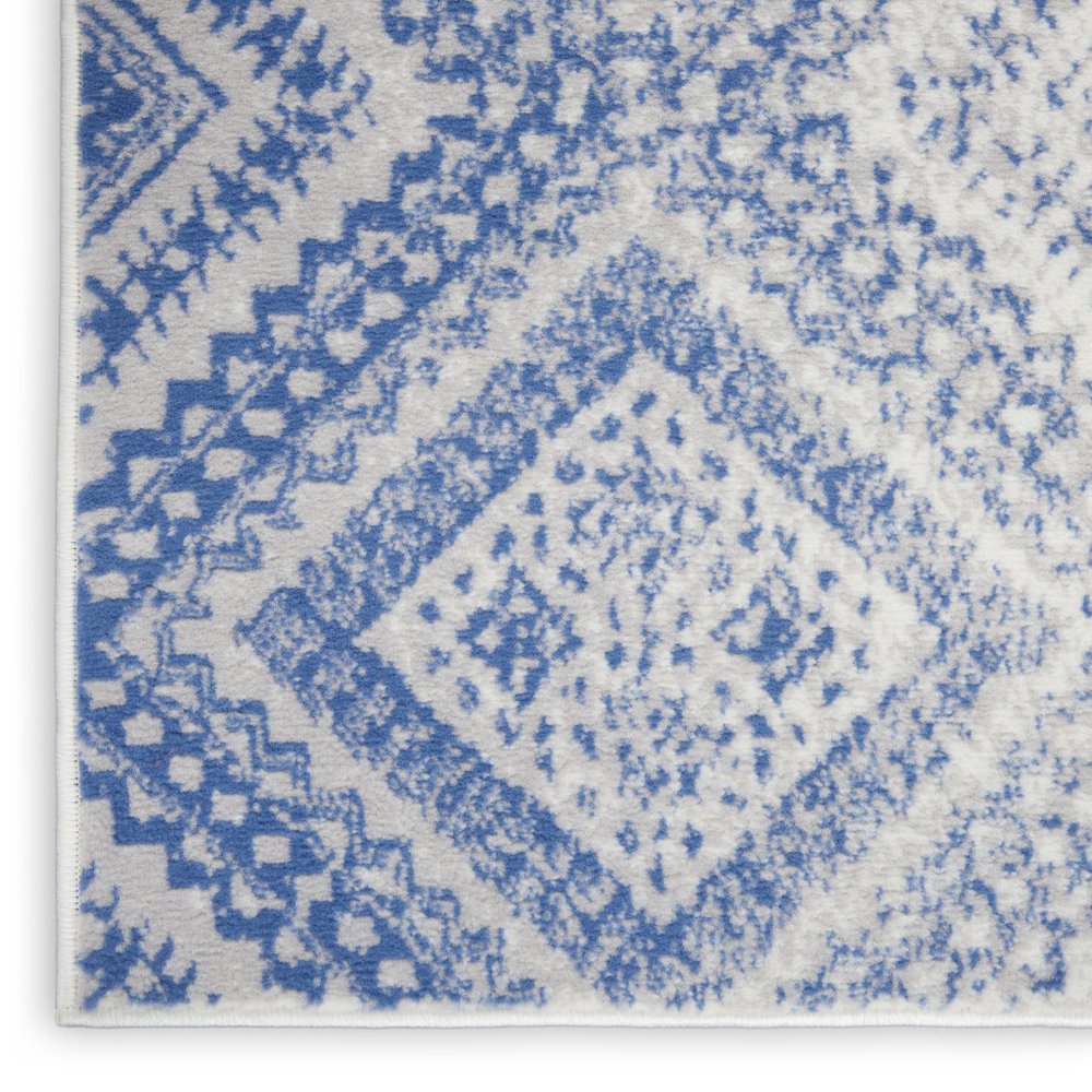 4' X 6' Ivory And Blue Geometric Area Rug