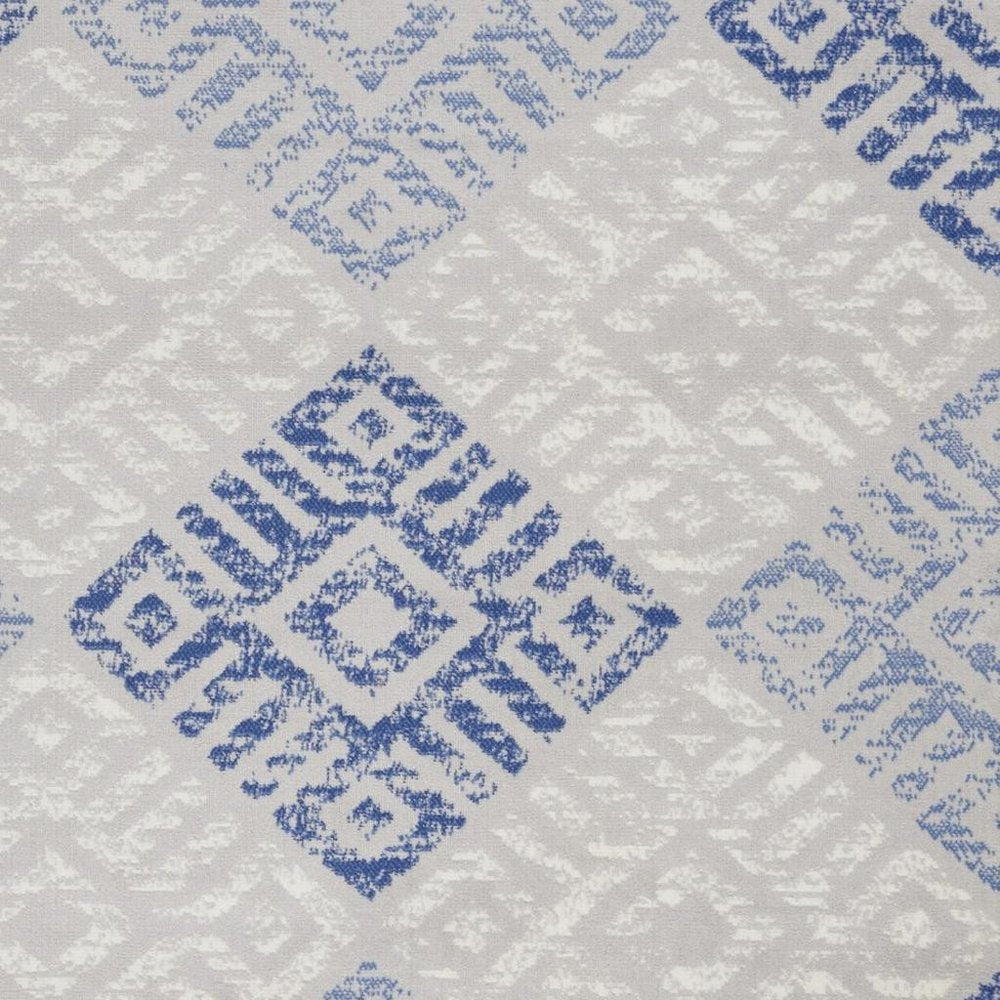 5' X 7' Blue And Gray Geometric Area Rug