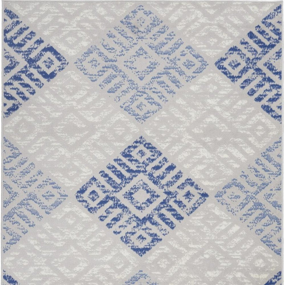 6' X 9' Blue And Gray Geometric Area Rug