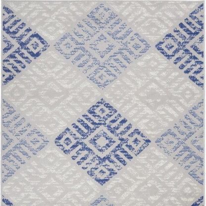 6' X 9' Blue And Gray Geometric Area Rug