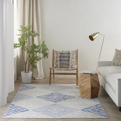 5' X 7' Blue And Gray Geometric Area Rug