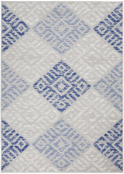 4' X 6' Blue And Gray Geometric Area Rug