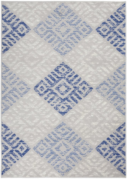 6' X 9' Blue And Gray Geometric Area Rug