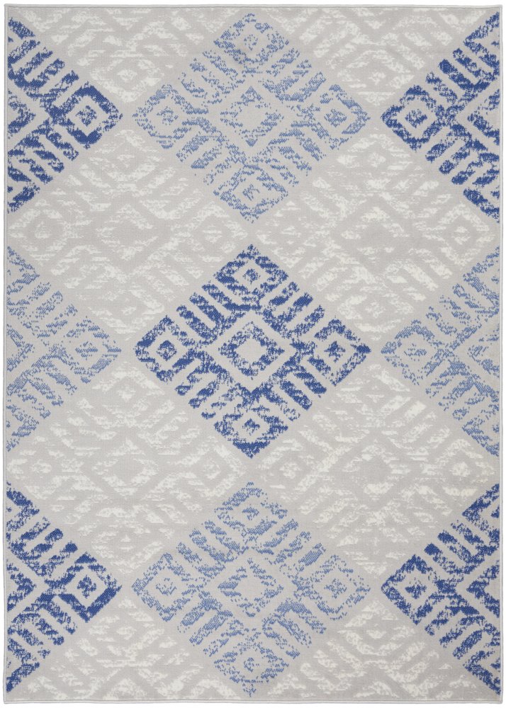 5' X 7' Blue And Gray Geometric Area Rug