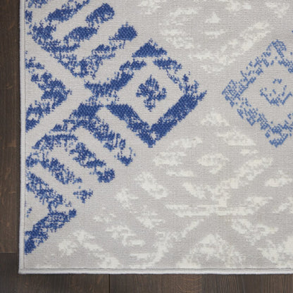 5' X 7' Blue And Gray Geometric Area Rug