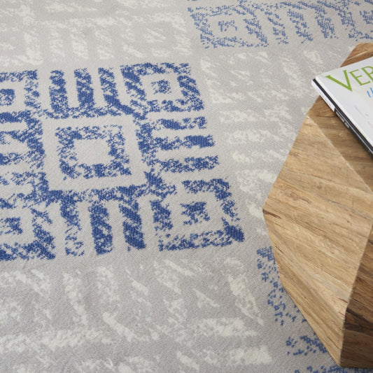 5' X 7' Blue And Gray Geometric Area Rug
