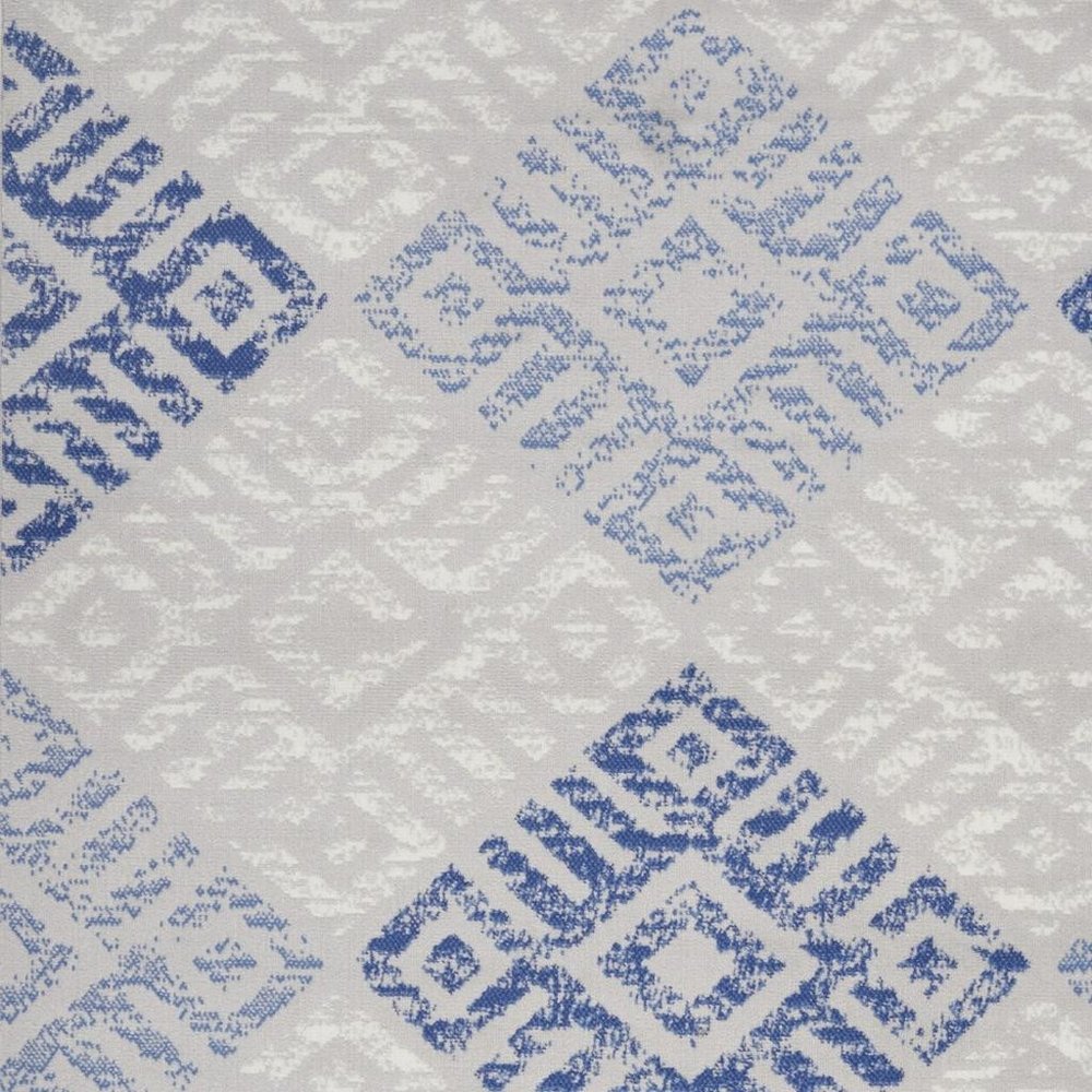 5' X 7' Blue And Gray Geometric Area Rug