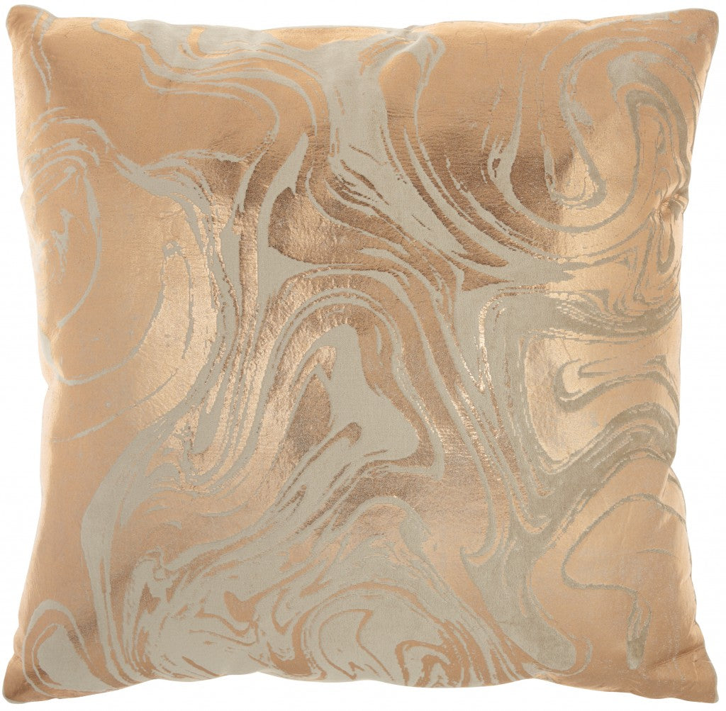 Pink Accent Throw Pillow With Rose Gold Swirl Design