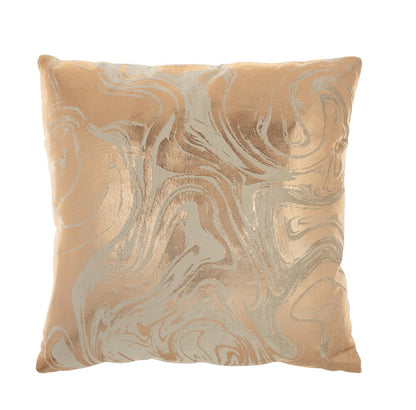 Pink Accent Throw Pillow With Rose Gold Swirl Design