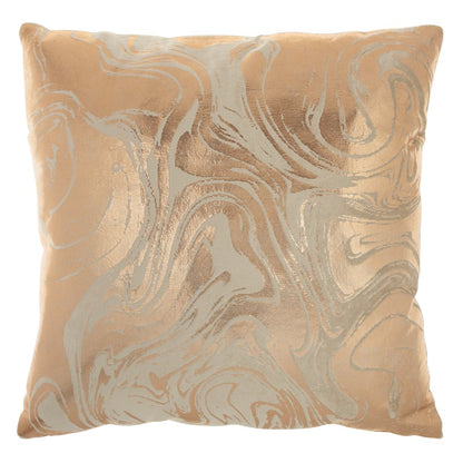 Pink Accent Throw Pillow With Rose Gold Swirl Design