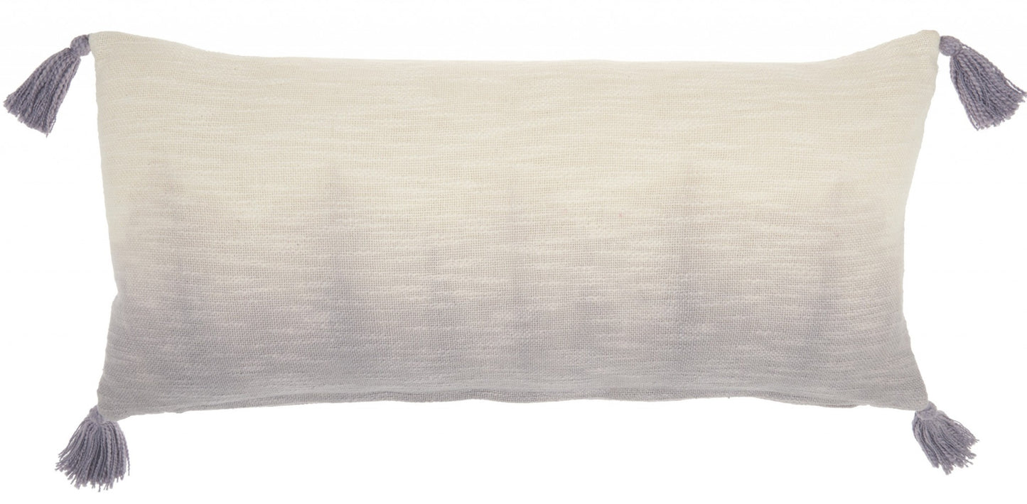 Gray Ombre Tasseled Lumbar Pillow