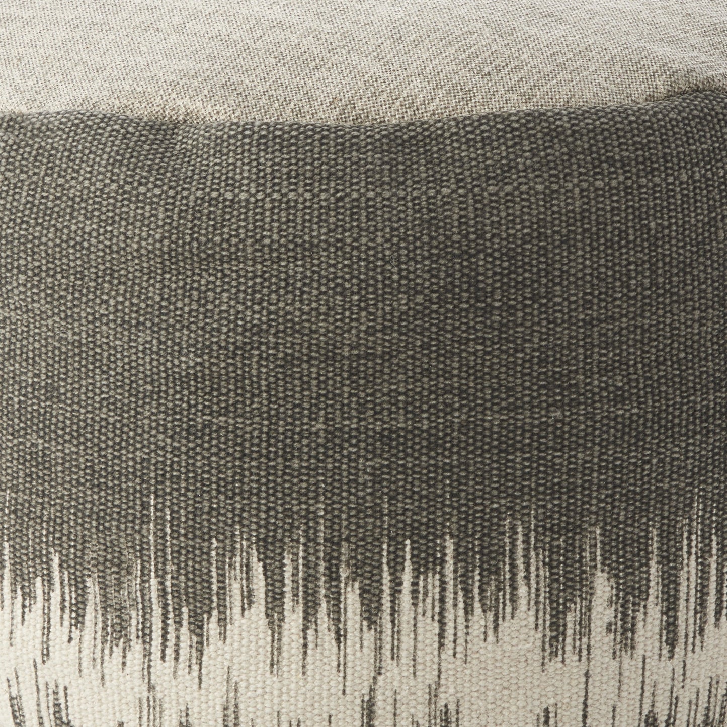 20" Charcoal Cotton Abstract Pouf Ottoman