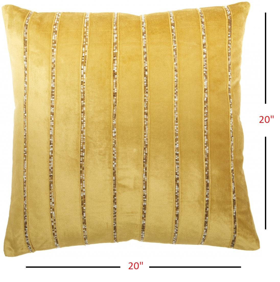 20" Glam Gold Striped Velvet Throw Pillow With Sequins