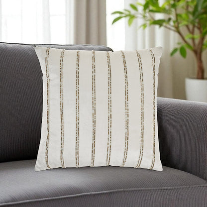 Glam Ivory And Gold Accent Throw Pillow With Beaded Details