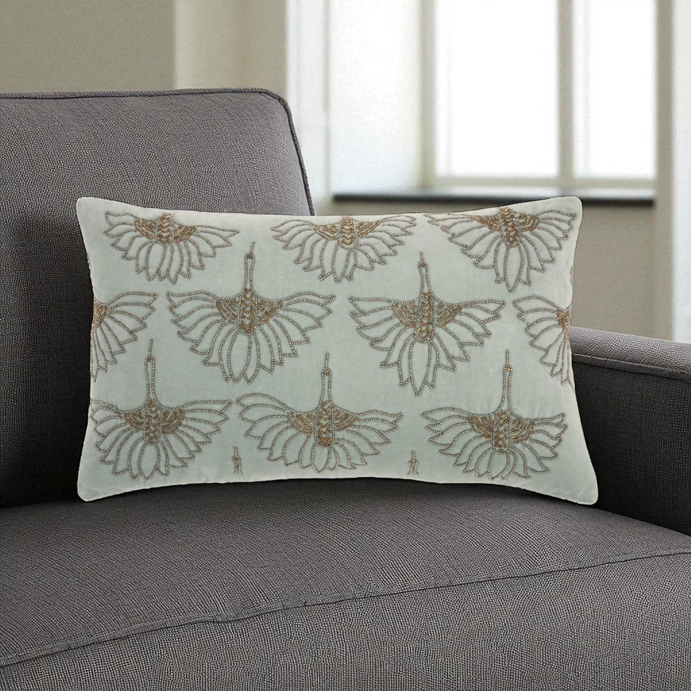 Brilliant Celadon Blue Lumbar Pillow