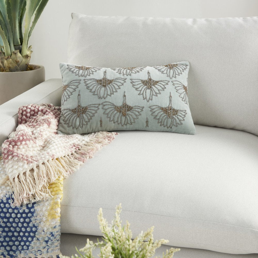 Brilliant Celadon Blue Lumbar Pillow