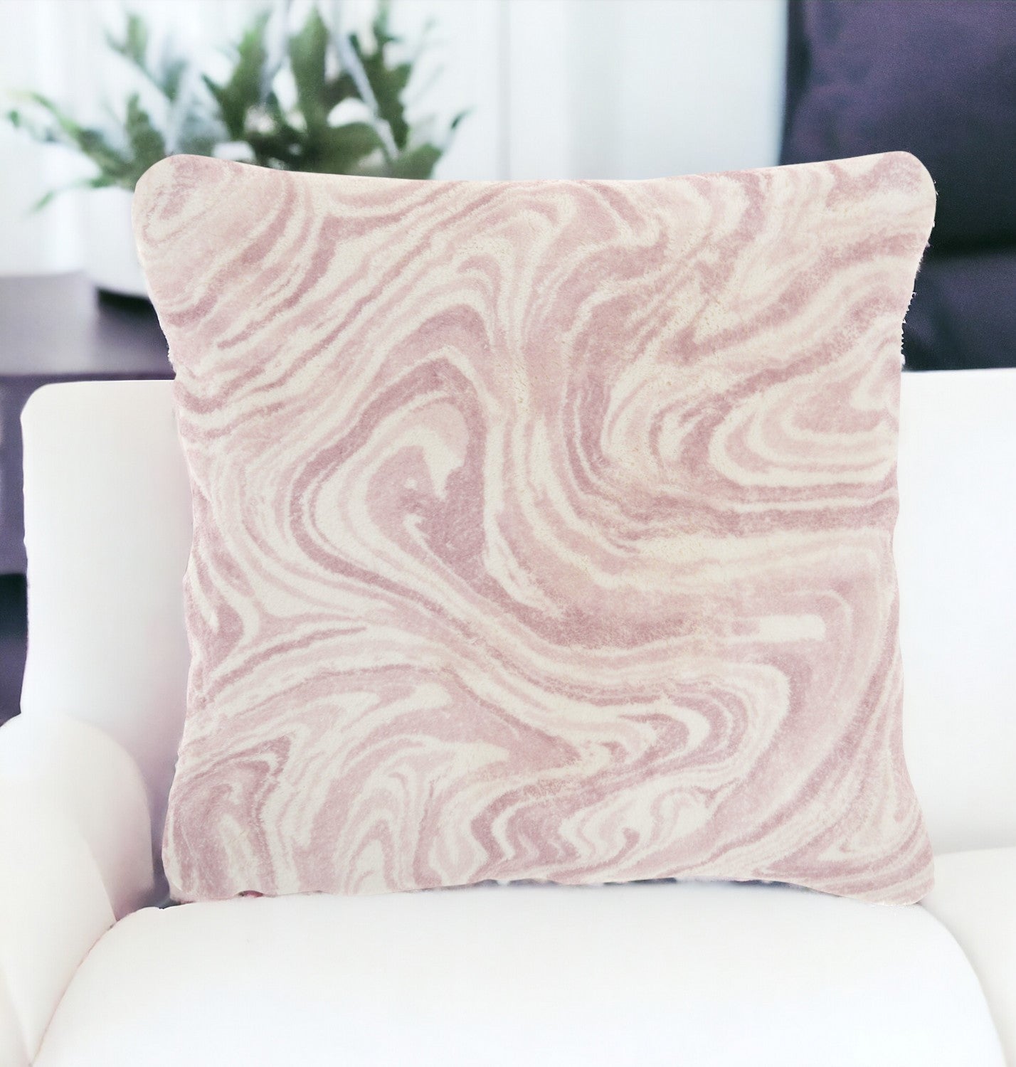 Pink Marbled Patterned Throw Pillow