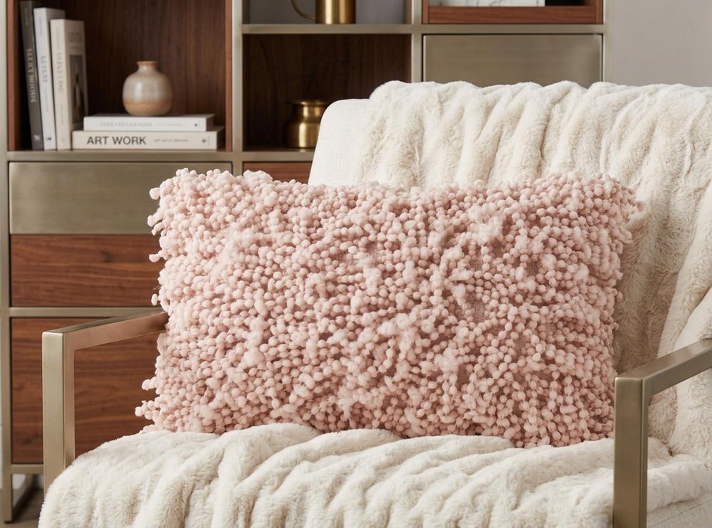 14" X 20" Pale Pink Lumbar Throw Pillow