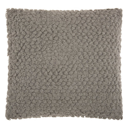 20" Light Gray Cotton Blend Curly Loops Throw Pillow