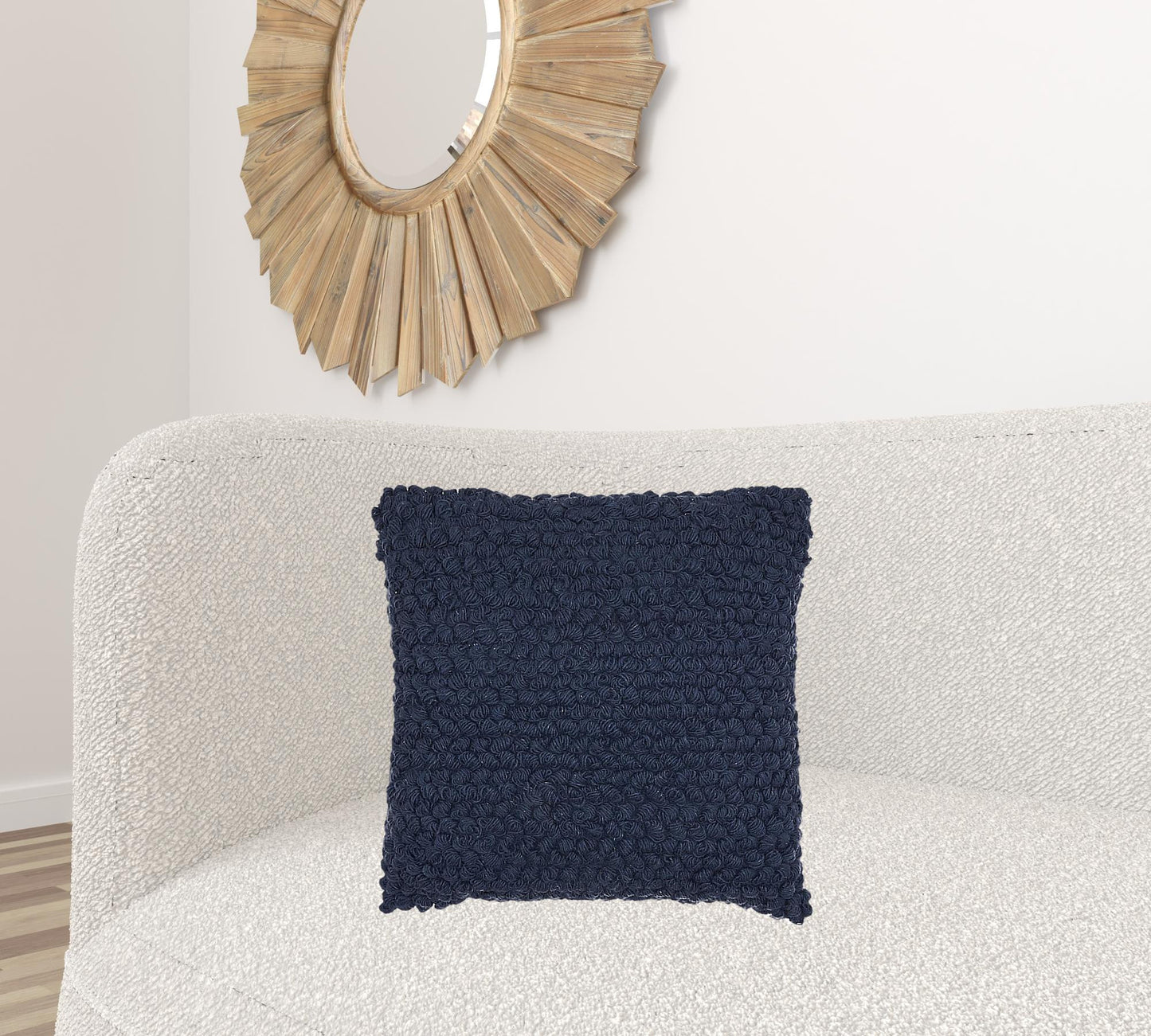 Dark Blue Knotted Detail Throw Pillow