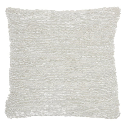 20" White Striped Cotton Blend Throw Pillow