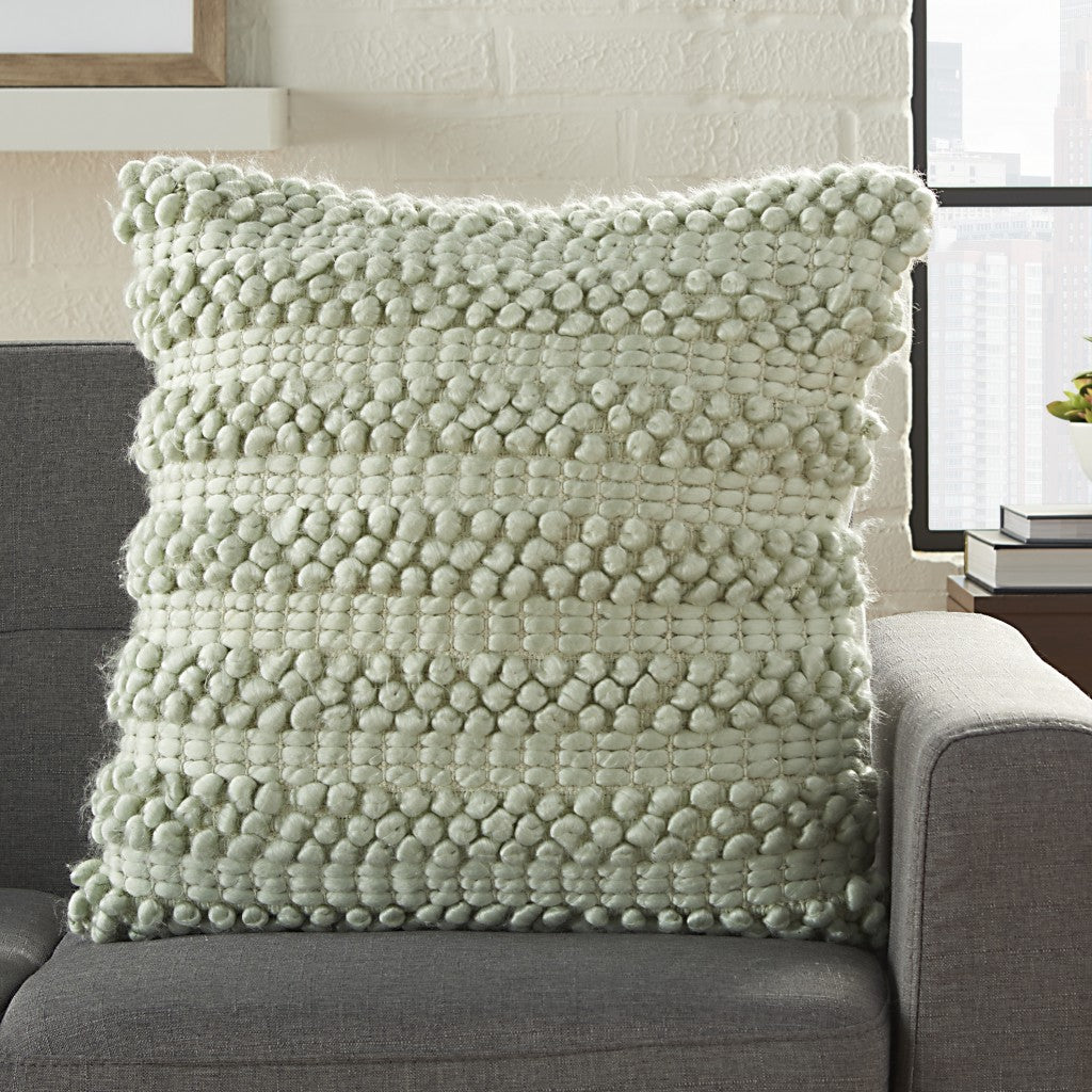 20" Mint Green Striped Throw Pillow With Texture