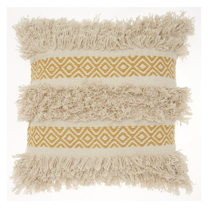 Mustard Diamond Patterned Throw Pillow
