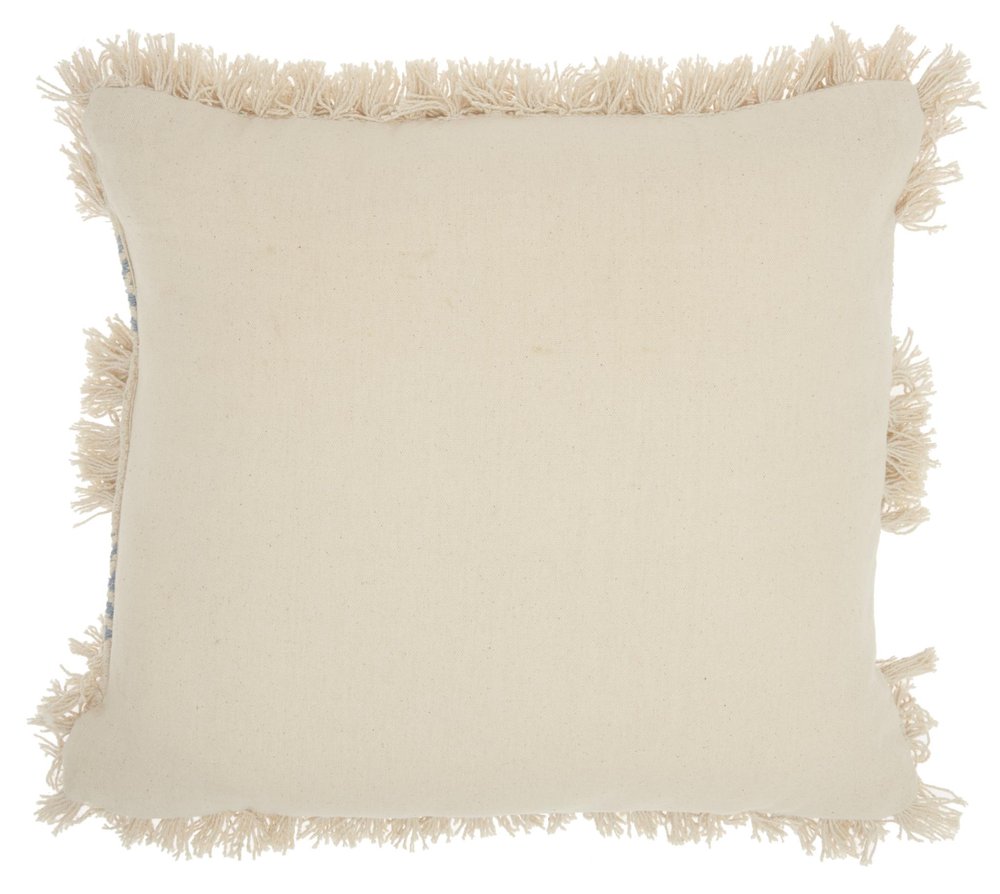 18" Blue And Natural Geometric Cotton Throw Pillow with Texture