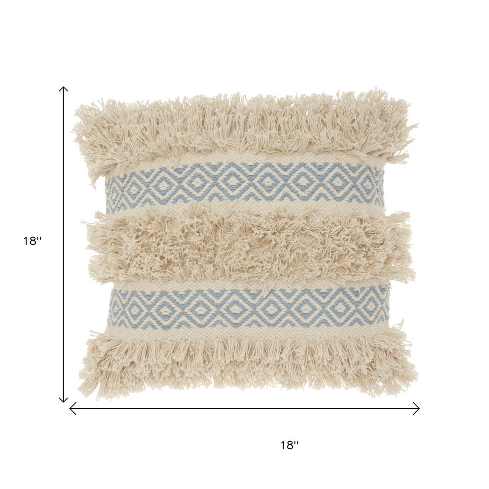 Blue Diamond Patterned Throw Pillow