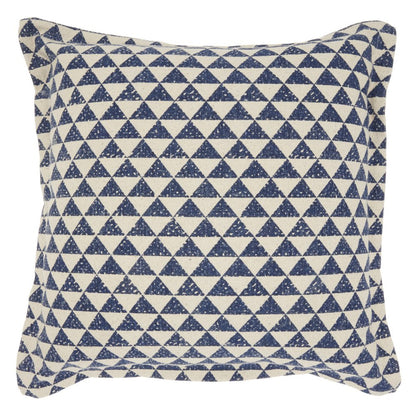 Indigo And Ivory Triangle Design Throw Pillow