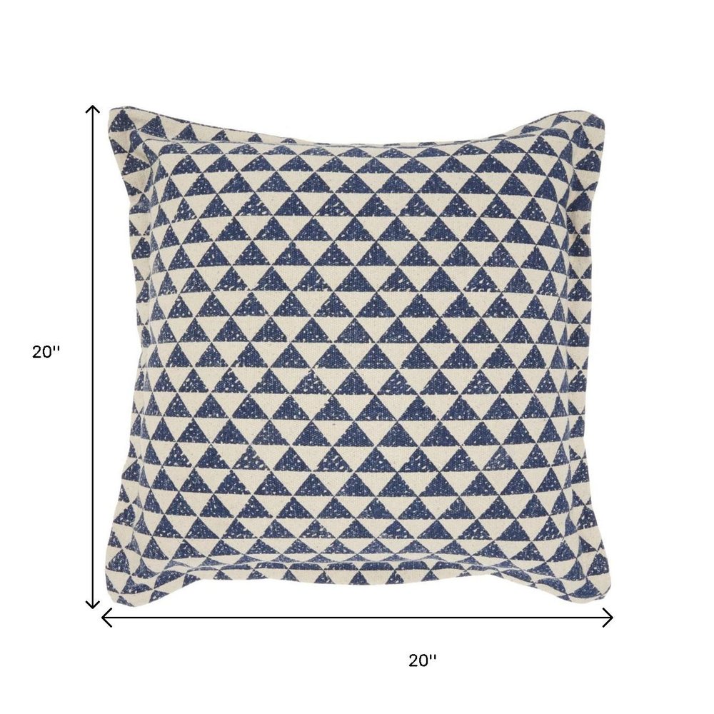 Indigo And Ivory Triangle Design Throw Pillow