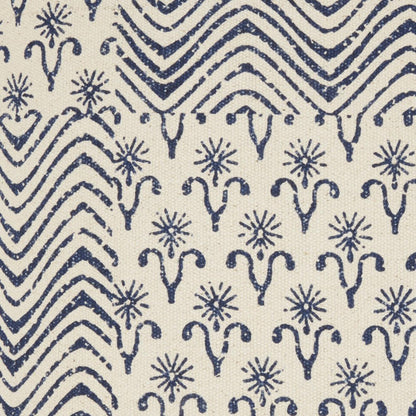 20" Indigo And Ivory Geometric Cotton Throw Pillow